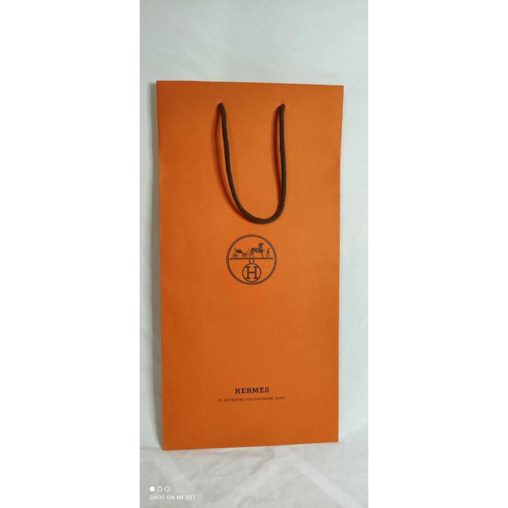 Hermes Paper Reusable Shopping Bag Orange 16.4" x 8.2" x 4" - Picture 3 of 7